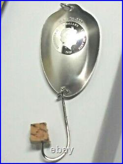 2020 Cook Islands $2 Buel Spoon Fishing Lure Shaped 1/2 oz Silver Coin