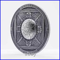 2020 Cook Islands 3 oz Dendera Zodiac High Relief Antique Finish Silver Coin