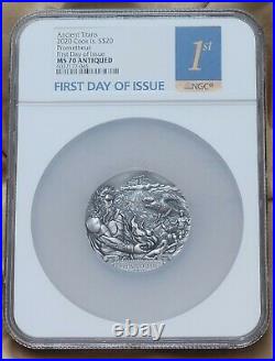 2020 Cook Islands Ancient Titans $20 Prometheous 3 Oz Silver Coin NGC MS70