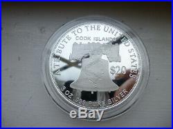 2020 Cook Islands Double Eagle. 999 Fine Pure Silver $20 3 oz coin COA RARE