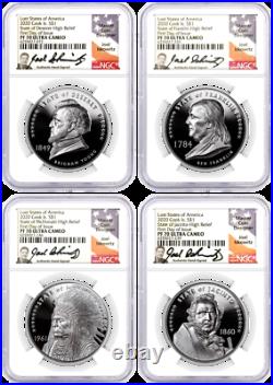 2020 Cook Islands Lost States of America 4 Coin Silver Proof Set NGC PF70 FDOI