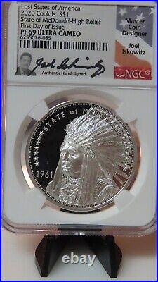 2020 Cook Islands Lost States of America State of Mcdonald 1 oz. 999 PR69 NGC