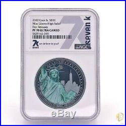 2020 Cook Islands MISS LIBERTY PF70 2oz Silver Proof Coin withMiles Standish sig