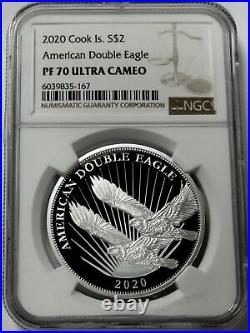 2020 Silver Cook Islands $2 American Double Eagle 1/2 Oz Proof Coin Ngc Pf 70 Uc