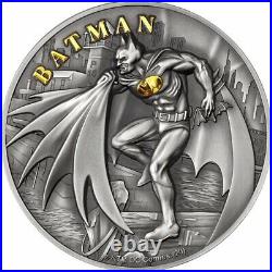2021 $10 Cook Islands BATMAN Antique Finish 2 Oz Silver Coin