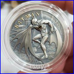 2021 $10 Cook Islands BATMAN Antique Finish 2 Oz Silver Coin 2021 $10 Cook Islands BATMAN Antique Finish 2 Oz Silver Coin