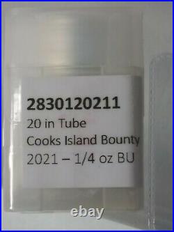 2021 1/4 oz Silver Cook Islands Bounty Ship 20 Coin Tube (MINT TUBE OF COINS)