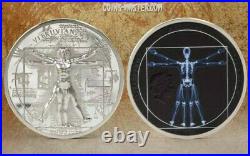 2021 1 Oz PROOF Silver $5 Cook Island VITRUVIAN MAN X-RAY Coin
