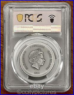 2021 1 oz Silver Athena's Owl Cook Islands $5 PCGS MS70 FDI Antiqued Coin
