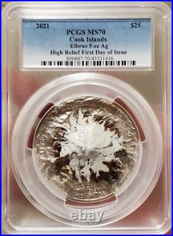 2021 $25 Cook Islands 7 Summit MOUNT ELBRUS PCGS MS70 FDOI 5 Oz Silver Coin 2021 $25 Cook Islands 7 Summit MOUNT ELBRUS PCGS MS70 FDOI 5 Oz Silver Coin