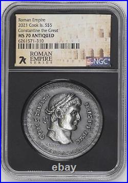 2021 $5 Cook Island Coin NGC MS-70 Constantine the Great Roman Empire