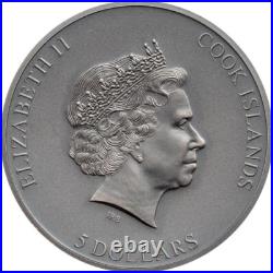2021 $5 Cook Islands TRAP ATTACK Antique Finish 1 Oz Silver Coin