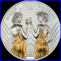 2021 CIT Cook Islands Morgan & Peace Toast 1 oz 999 Silver Proof Coin Gilding