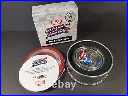 2021 COOK ISLANDS CAPTAIN AMERICA COLORIZED 1oz FINE SILVER MARVEL COIN With BOX