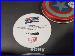 2021 COOK ISLANDS CAPTAIN AMERICA COLORIZED 1oz FINE SILVER MARVEL COIN With BOX