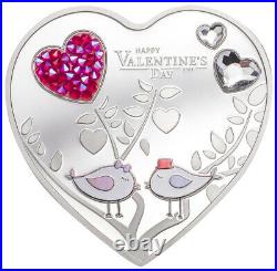2021 Cook Isl Happy Valentine’s Day withSwarovski Crystals Heart Shaped 20g Coin