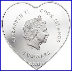2021 Cook Isl Happy Valentine's Day withSwarovski Crystals Heart Shaped 20g Coin