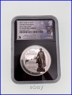 2021 Cook Islands $10 George Washington Ultra High Relief NGC PF70 UHR Coin Gem