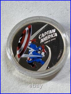 2021 Cook Islands $1 Captain America Colorized Proof Silver Coin