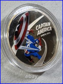 2021 Cook Islands $1 Captain America Colorized Proof Silver Coin