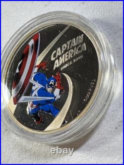 2021 Cook Islands $1 Captain America Colorized Proof Silver Coin