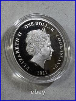 2021 Cook Islands $1 Captain America Colorized Proof Silver Coin