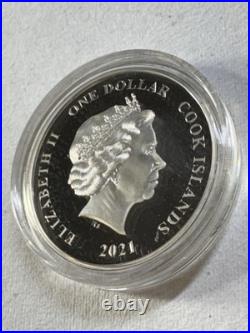2021 Cook Islands $1 Captain America Colorized Proof Silver Coin