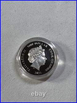 2021 Cook Islands $1 Captain America Colorized Proof Silver Coin