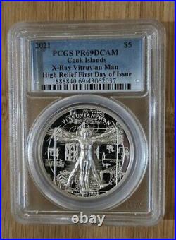 2021 Cook Islands 1 oz. Vitruvian Man X-Ray HR Silver Proof PCGS PR69DCAM FDOI