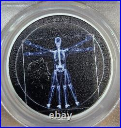 2021 Cook Islands 1 oz. Vitruvian Man X-Ray HR Silver Proof PCGS PR69DCAM FDOI