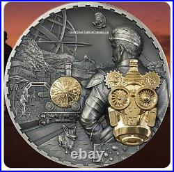 2021 Cook Islands $20 Steampunk Jetpack Jet-pack 3 oz Antique Silver Coin BoxCOA