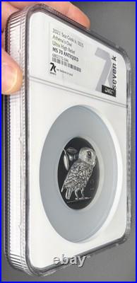 2021 Cook Islands $25 Athena's Owl 5oz. 999 Silver UHR Antiqued NGC MS70