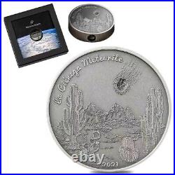 2021 Cook Islands 26mm Space meteorite inlaid silver coin 1oz antiqued