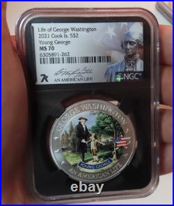 2021 Cook Islands $2 Life of George Washington MS70 NGC Young George