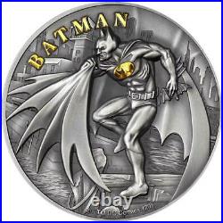 2021 Cook Islands 2 Ounce Batman DC Comics Gilded Antique Finish Silver Coin