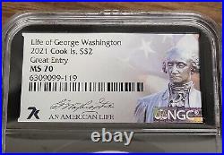 2021 Cook Islands $2 Silver Coin - NGC MS70 - Life of Washington Great Entry
