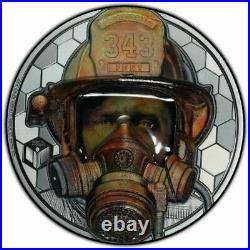 2021 Cook Islands 3 oz silver real heroes firefighter PR68DCAM LOT OF 2 COINS