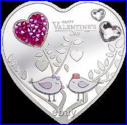 2021 Cook Islands $5 Happy Valentine’s Day Swarovski 20g Silver Coin 2021 Made