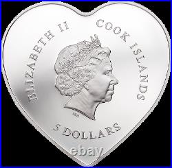 2021 Cook Islands $5 Happy Valentine's Day Swarovski 20g Silver Coin 2021 Made