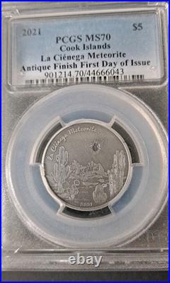 2021 Cook Islands $5 La Cienega Meteorite Coin Graded MS 70 by PCGS Low Mintage