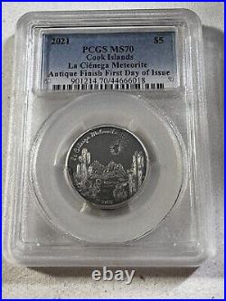 2021 Cook Islands $5 La Cienega Meteorite Coin Graded MS 70 by PCGS Low Mintage