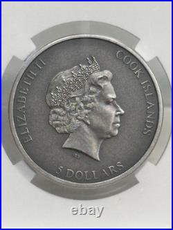 2021 Cook Islands $5 La Cienega Meteorite NGC MS69 Antiqued