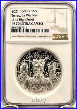 2021 Cook Islands $5 Terracotta Warriors 1 oz. 999 Silver Coin NGC PF 70 UCAM