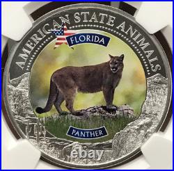2021 Cook Islands $5 U. S. State Animal Series Florida Panther NGC MS70