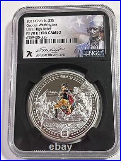 2021 Cook Islands $5 Washington Silver Coin Graded PR 70 DCAM by NGC Low Mintage