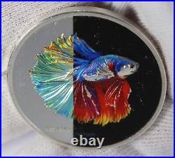 2021 Cook Islands Colorized Fighting Fish 1oz Silver Coin Eclectic Nature Betta