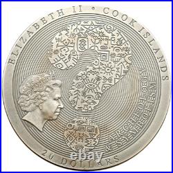 2021 Cook Islands Coyolxauhqui Stone 20 Dollars Colorized 3 Oz Silver Coin
