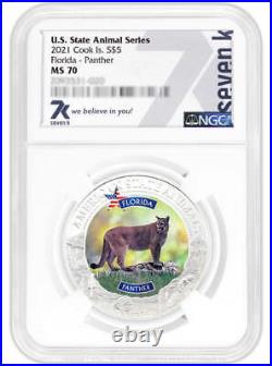 2021 Cook Islands Florida Panther Ngc Ms70 American State Animals 1 Oz Silver Co