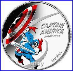 2021 Cook Islands Marvel Comics Captain America 80th 1 oz. 999 Silver Proof Coin