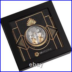 2021 Cook Islands Morgan and Peace 1 oz Silver Gilded Proof Coin mintage 921